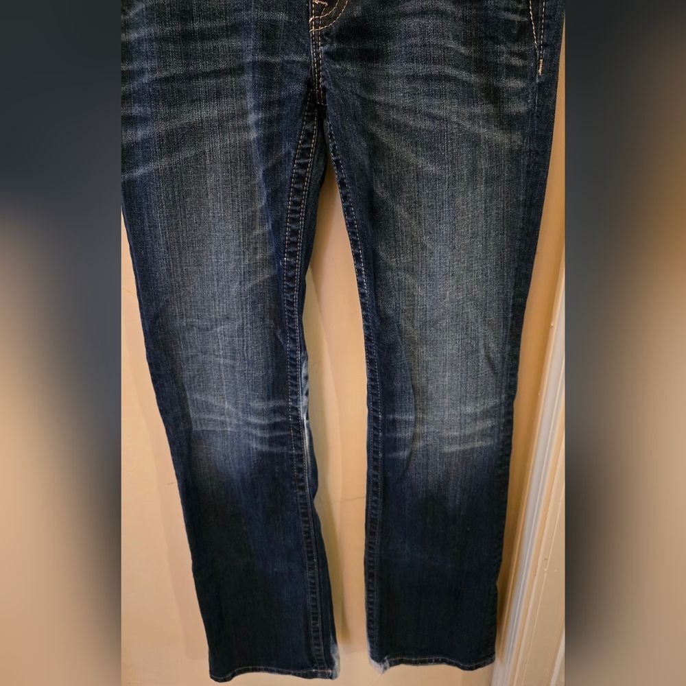 Miss Me Blue Boot Cut Jeans with Silver Accents 30x33 1/2 - Picture 5 of 6